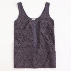 J. Crew Grey Floral Lace Tank Top